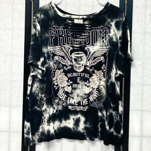 Dirtee Laundry Tie Dyed Born to Ride 2X Moto Slit Top Biker Shirt Short Sleeve